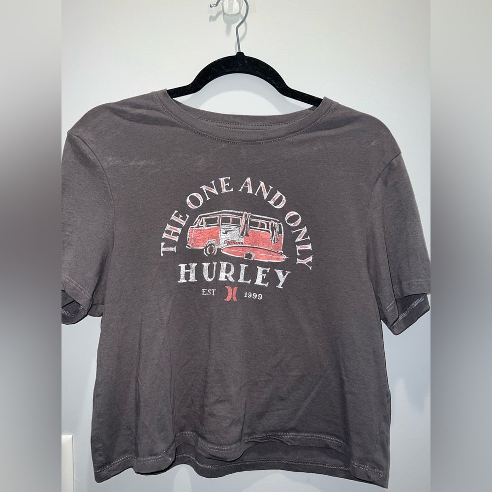 Hurley cropped graphic tshirt - grey